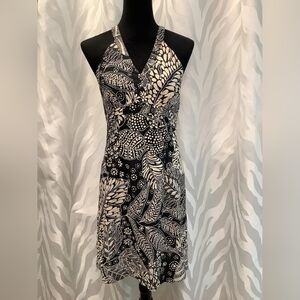 Elegant Black and White Halter Dress